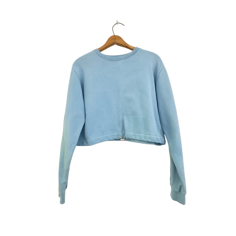 Frankie Shop Indigo Overdyed Cropped Sweatshirt Light Blue Cotton S